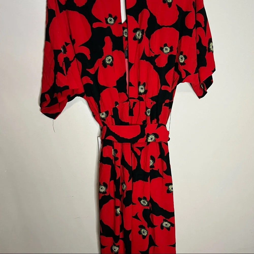NWT ELOQUII WIDE LEG FLORAL RED JUMPSUIT SIZE 14 - Picture 7 of 12
